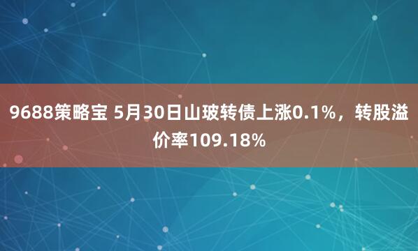 9688策略宝 5月30日山玻转债上涨0.1%，转股溢价率109.18%