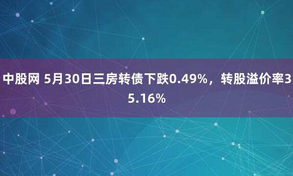 中股网 5月30日三房转债下跌0.49%，转股溢价率35.16%